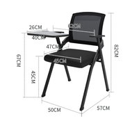 Chaise de formation moderne pliable et empilable avec dossier en nylon, structure en acier et accoudoirs fixes, idéale pour salles de classe et salles de réunion
