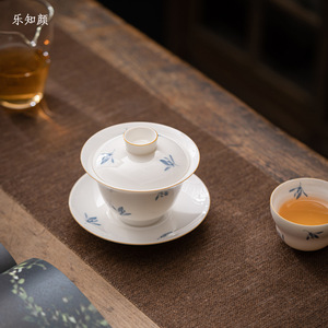 Dispositivo per la preparazione del tè in ceramica di Phalaenopsis Gaiwan Kung Fu Set da tè Anti-scottatura per uso domestico - Product Image 1