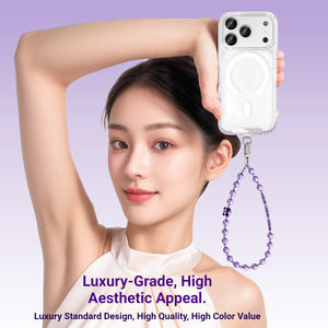 רצועת טלפון קצרה נגד אובדן עם חרוזי פנינה, רצועת יד עם תליון מתכתי לעיצוב טלפון סלולרי - Product Image 3