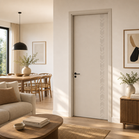 Porte intérieure décorative en MDF mélaminé doux, motif à points et lignes verticales, pour projets de bureaux et d'hôtels