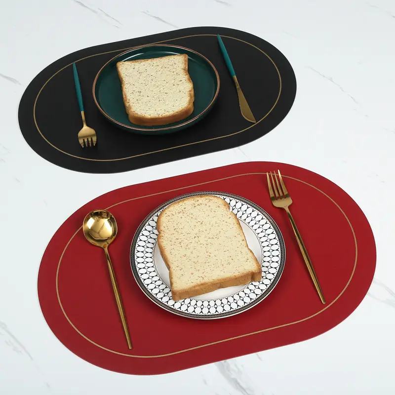 PVC da placemat Bảng trang trí tùy chỉnh hình bầu dục nước và dầu bằng chứng placemats