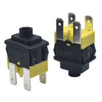 Interrupteur à bouton-poussoir 16A250VAC T125 15*21mm avec voyant orange PS5-210 ON-OFF à verrouillage automatique, noir, pour borne de 4,7 mm