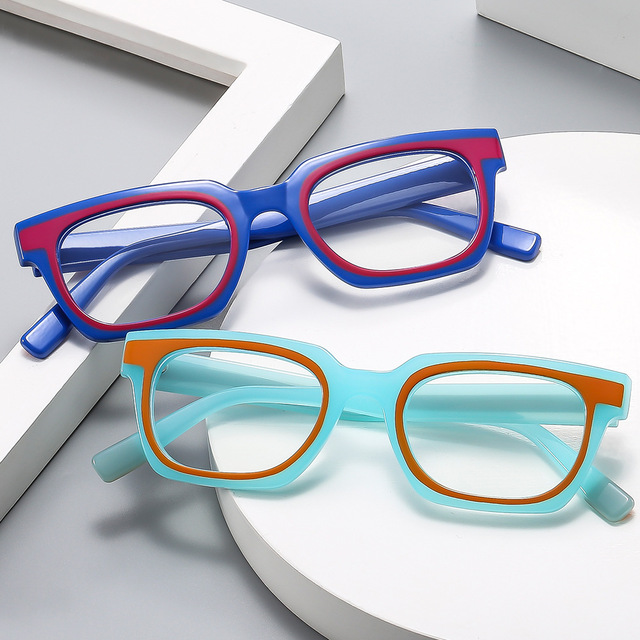 Plastic Colorful Eyeglasses Frame Optical Eyewear Square Computer Glasses Unisex Anti Blue Light Blocking Glasses