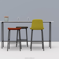 Tabouret de bar moderne et tendance de style nordique, avec assise en tissu et pieds en acier fixes, chaise rembourrée en tissu pour bar à domicile, salle à manger, salon - Vente en gros