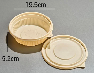 Conteneur alimentaire biodégradable en amidon de maïs écologique de 19,5 cm, boîte à lunch jetable micro-ondable pour la restauration à <span class=keywords><strong>emporter</strong></span> - Product Image 6