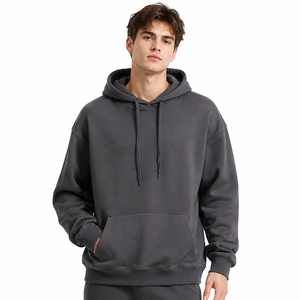 Sweat à capuche unisexe surdimensionné en molleton de coton épais 320 GSM, chaud et doublé, avec épaules tombantes, idéal pour l'hiver, modèle assorti pour couple - Product Image 3