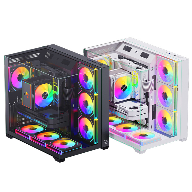 SNOWMAN Gaming Full Tempered Glass Case Three Sided Glass Internal Hardware at a Glance Computer PC TYPE Panoramic Gamer Casing