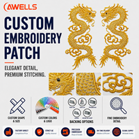 Badge brodé personnalisé Dragon Jumeau avec motif nuage et points de couture à l'aiguille, à coudre pour projets de costumes
