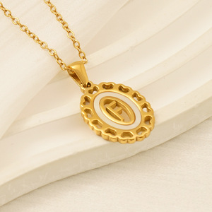 Zogxin Gold Plated Letter Pendant Necklace Women Oval Alphabet Charm Chain Fine Jewelry Everyday Wear - Product Image 3