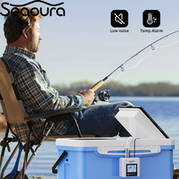 SEAOURA SR-206 Bomba de Aire Recargable Portátil para Acuario con Termómetro, Aireador USB a Batería, Salida de Oxígeno Ajustable y Silencioso