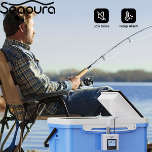 مضخة هواء محمولة قابلة للشحن SEAOURA SR-206 للأحواض المائية مع مقياس حرارة، تعمل بالبطارية وUSB، مهوية قابلة لضبط إخراج الأكسجين وهادئة - Product Image 1