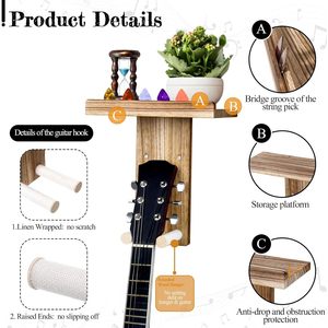 Wooden Guitar Wall Rack Solid Wood Display <b>Shelf</b> For Ukulele And Instruments Storage With <b>Floating</b> Design - Product Image 3