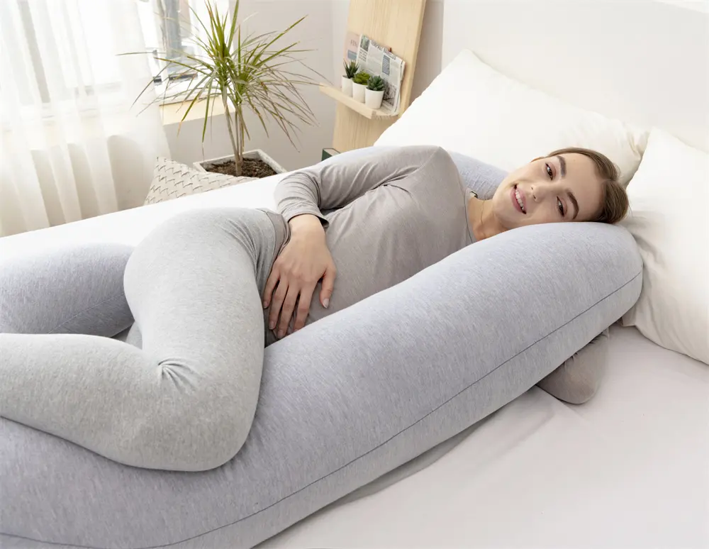 Coussin de grossesse Coolmax en coton et couverture souple en forme de C pour le corps de grossesse