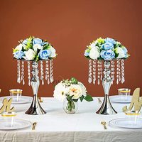 Support à fleurs en métal et cristal de style moderne et luxueux, 20 cm x 38 cm, pour mariages, fêtes, décorations de la maison, centres de table