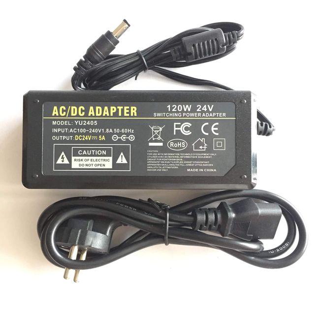 High Quality AC 100V-240V DC 24V 5A Power Supply Charger Converter Adapter