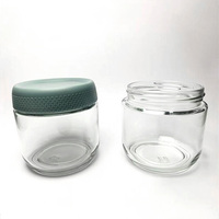 Bocaux de stockage ronds en verre transparent de 240 ml avec couvercle en plastique et bouchon en bois pour yaourt et desserts