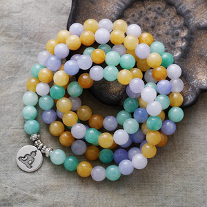 หินฝ้า8มม. สร้อยคอลูกปัด108 Mala Amazonite จี้ดอก<span class=keywords><strong>บัว</strong></span><span class=keywords><strong>ต้นไม้</strong></span>แห่งชีวิตสร้อยข้อมือสร้อยคอโยคะสำหรับผู้หญิงผู้ชาย - Product Image 2