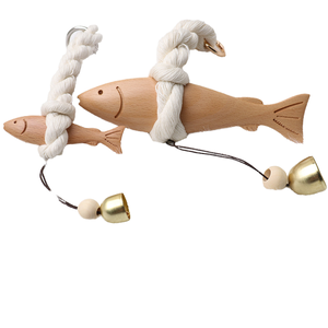 Sonnette de porte en bois de hêtre de haute qualité, gravée motif poisson réaliste, personnalisable, écologique, décoration en bois massif, cadeau DIY pour entrée - Product Image 4