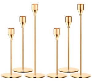 Ensemble de 6 bougeoirs dorés bougeoirs coniques décoratifs pour décoration intérieure, mariage, salle à manger, fête, anniversaire - Product Image 1