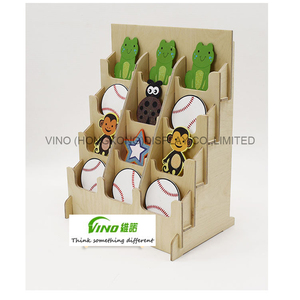 VINO Light Duty Portable Wooden <b>Sticker</b> Display Rack 12 Pocket 5 Inch Width Vertical Retail Stand Eco-Friendly Pre-Assembled - Product Image 2