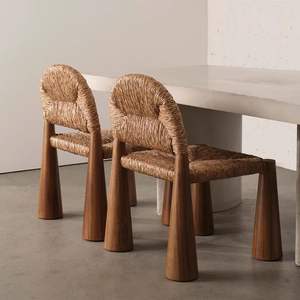 <span class=keywords><strong>Silla</strong></span> de Comedor Rush Woven <span class=keywords><strong>Rocket</strong></span> Leg, <span class=keywords><strong>Silla</strong></span> de Cordón de Papel Tejida a Mano, Patas de Madera Natural, Asiento de Mimbre Escandinavo, Juego de 2/4 - Product Image 2