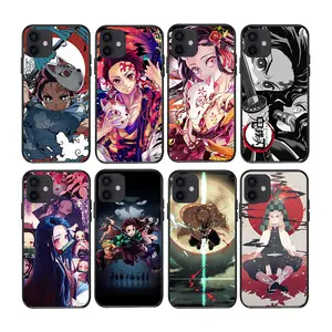 Japanische Anime Malerei Schwarz Gummi Handy hülle Für iPhone 13 11Pro 12Mini 11 Pro Max 14 Pro Handy hülle