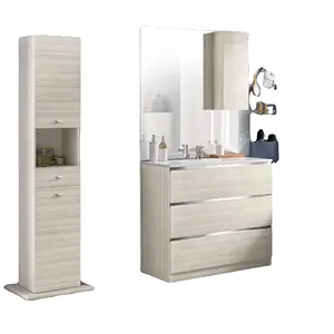 Italian minimalist MDF Bath room Vanity home bathroom cabinet vanities with single basins and makeup mirror