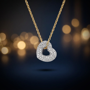 จี้เพชรทรงหัวใจแบบเปิด รูปแบบ Round Lab Grown Diamond สร้อยคอทอง 10K 14K 18K เงิน 925 935 ของขวัญแต่งงานสุดหรู เครื่องประดับ - Product Image 1