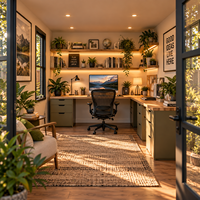 Bureau de jardin isolé pour le télétravail, espace de travail préfabriqué moderne avec design silencieux, grandes fenêtres et assemblage rapide