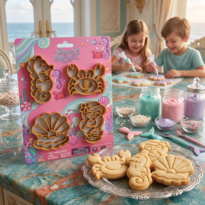 Set di 4 Stampini e Formine per Biscotti a Tema Sirena in Plastica Stampata a Iniezione, Stampi per Biscotti e Fondente a Tema Oceano - Product Image 2