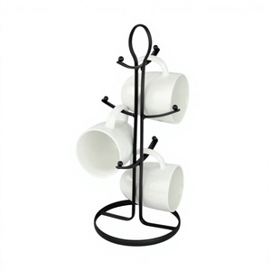 Reusable Iron Metal Black Mug Rack Stand With Three-Layer Curved Hooks For Kitchen Countertop <b>Storage</b> Mug Holder - Product Image 1