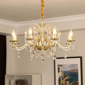D25.6in Style américain luxe lustre en <span class=keywords><strong>cristal</strong></span> salle de mariage <span class=keywords><strong>chandelier</strong></span> branche pendentif lampe or fer brut salon lumière - Product Image 6