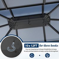 Gazebo de jardin en polycarbonate rigide avec structure en acier, 10 pieds x 12 pieds