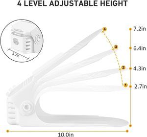 20 paia di scarpiera bianca Organizer 4 livelli regolabili spessing doppio strato porta scarpe 50% salvaspazio 4 slot scarpe - Product Image 3