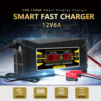 Pantalla en tiempo Real de voltaje y corriente, carga rápida inteligente, 12V/6A, cargador de batería de plomo-ácido