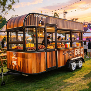 Customized Color Electric Mobile Food Cart Fibre Glass Stainless Steel Double Sinks Summer <b>BBQ</b> Party Trailer Outdoor Catering - Product Image 1