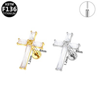 Bijoux Getta en Titane ASTM-F136 avec Zircon, Clous d'oreille pour piercing de conque, cartilage et hélix, à sertissage griffe, pour insertion de clou