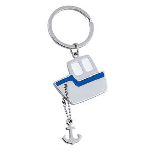 Llavero de Barco con Colgante de Ancla, Diseño Metálico Plateado, Accesorio de Regalo con Temática Náutica - Product Image 1