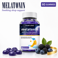 Gummies de mélatonine OEM, 60 unités, véganes, saveur naturelle de baies, marque privée