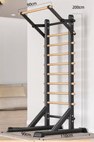 Barra de dominadas portátil para el hogar, barras paralelas multifuncionales, entrenamiento de fuerza y flexibilidad sin perforaciones, madera de haya