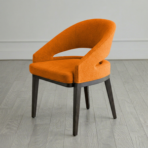 Chaise de salle à manger en tissu bouclé blanc au design scandinave moderne, dossier incurvé enveloppant, chaise d'appoint rembourrée pour usage hôtelier, noir - Product Image 6