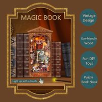 Livre coin bricolage 3d puzzle en bois booknooks livre coin maison de poupée miniature kit étagère insérer serre-livres étagère décor