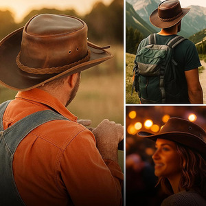 Sombrero de Vaquero de Cuero Genuino para Hombre, con Logotipo Personalizado, Producto de Venta Caliente, para Uso en Exteriores, Estilo Clásico, de Alta Calidad - Product Image 3