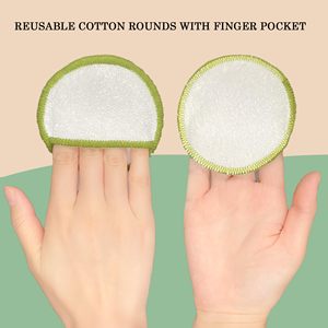 Tampons démaquillants réutilisables avec logo personnalisé, en coton de bambou, pour tous types de peau, avec sac à linge en coton, brosse de bain - Product Image 5