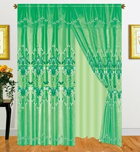 <span class=keywords><strong>Rideaux</strong></span> en tulle à œillets, élégants, brodés, à <span class=keywords><strong>double</strong></span> couche, motif floral, avec cantonnière, occultants, 100 % polyester, toutes saisons, style américain - Product Image 3