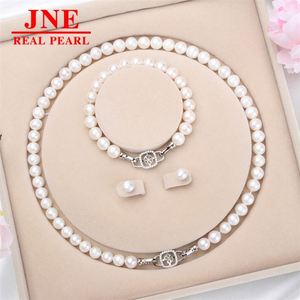 Natural Pearl Necklace White Round Beads Square Buckle Pearl Necklace Mother's Gift for <strong>Elders</strong> Mother's Day - Product Image 1