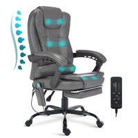 Vente en gros Max 120kg Chaise de bureau de direction vibrante ergonomique pivotante pour conférence de massage en cuir gris pour ordinateur de bureau