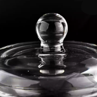 Bocaux de bougie en verre avec couvercle, taille moyenne, base en dôme, cloche épaisse transparente