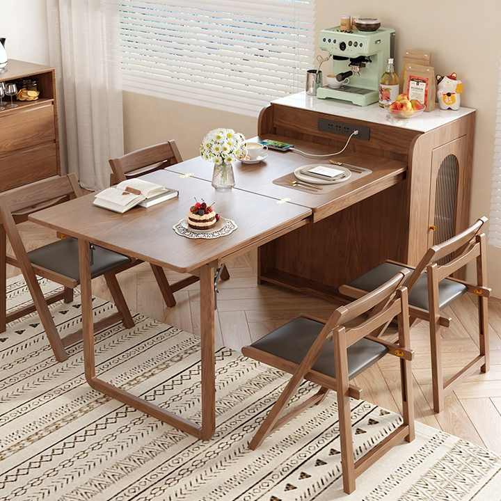 Modern Island Dining Table with Large Side Storage Cabinet