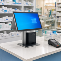Terminal de point de vente à double écran 15,6 pouces, Windows Android, caisse enregistreuse, écran client 11,6 pouces, système d'impression 58 mm